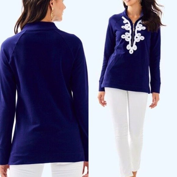 NWT Lilly Pulitzer Skipper Popover Tunic UPF 50+ TRUE NAVY - Picture 2 of 7